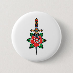 Macaron Rond 5 Cm Fake Friends American traditionnel Tattoo Old Scho