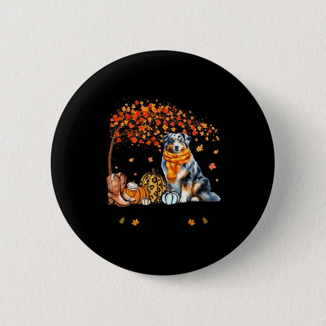 Macaron Rond 5 Cm Fall Maple Tree Print Dog Lover Happy Thanksgiving (Devant)