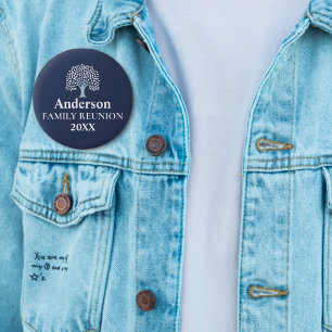 Macaron Rond 5 Cm Famille Arborescence Reunion Nom personnalisé/Date