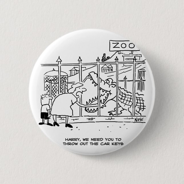 Macaron Rond 5 Cm Famille au Zoo. Papa avalé par Alligator (Devant)