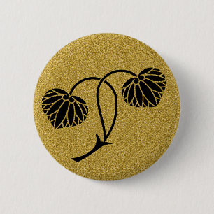 Macaron Rond 5 Cm [Famille Crêtes] 2 feuilles hollyhock