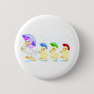 Macaron Rond 5 Cm Famille de canards mignons en pluie