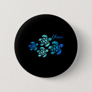 Macaron Rond 5 Cm Famille de tortues de mer d'Ohana Hawaii Vacances 