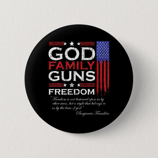 MACARON ROND 5 CM FAMILLE DIEU ARMES ET LIBERTÉ CHRISTIAN MAGA TRUMP (Devant)