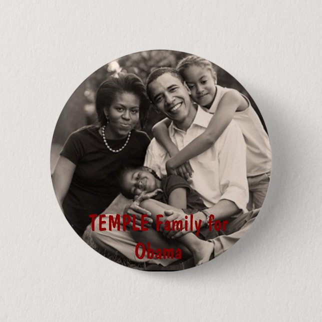 Macaron Rond 5 Cm famille, famille de TEMPLE pour Obama (Devant)