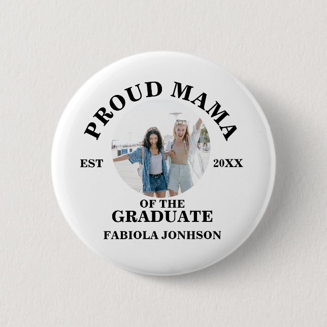 Macaron Rond 5 Cm Famille personnalisée Mama fière de la diplômée (Devant)