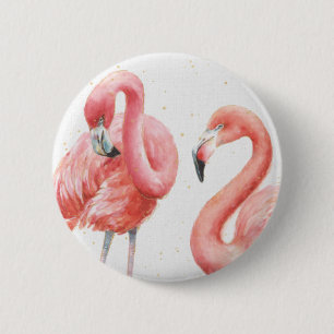 Macaron Rond 5 Cm Famille tropicale de   des Flamants roses