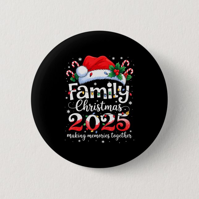 Macaron Rond 5 Cm Family Christmas 2025 Matching Squad Santa Elf Fun (Devant)