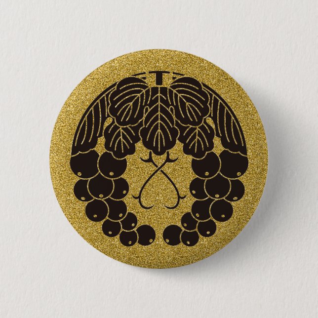 Macaron Rond 5 Cm [Family Crest] Bouton rond deux raisins (Devant)