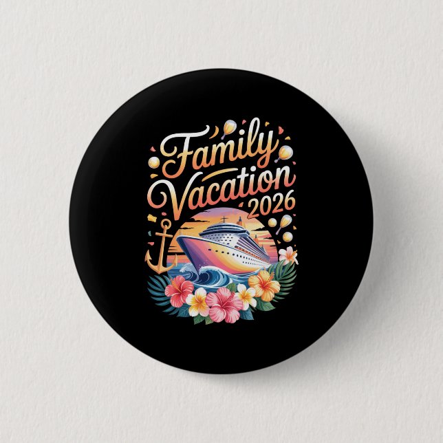Macaron Rond 5 Cm Family Vacation 2026 Cruise Adventure Crew Long Sl (Devant)