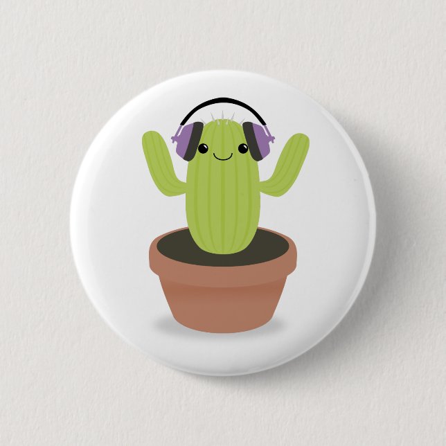 Macaron Rond 5 Cm fan de musique Cactus (Devant)