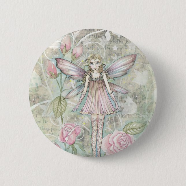 Macaron Rond 5 Cm Fanciing Rose Fairy (Devant)