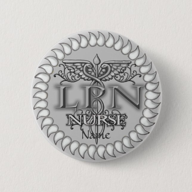 Macaron Rond 5 Cm Fancy Caduceus LPN infirmière (Devant)