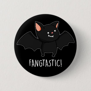 Macaron Rond 5 Cm Fangtastique Pun Halloween drôle Fond sombre