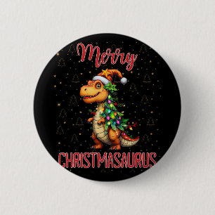 Macaron Rond 5 Cm Fanny Joyeux Noël Christmasaurus Dinosaure Sapin d