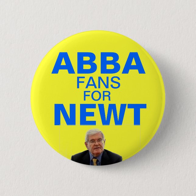 Macaron Rond 5 Cm Fans d'Abba pour le bouton de Newt Gingrich (Devant)
