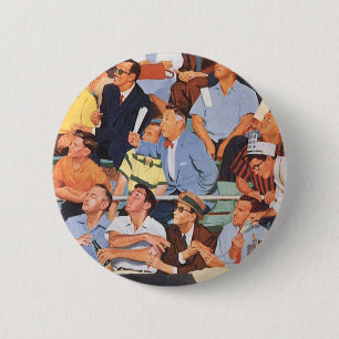 Macaron Rond 5 Cm Fans de baseball vintage regardant un match