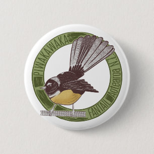 Macaron Rond 5 Cm Fantail New Zealand Bird