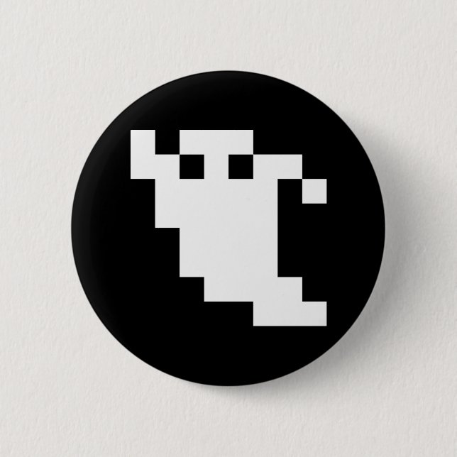 Macaron Rond 5 Cm Fantôme à 8 bits pour pixels (Devant)