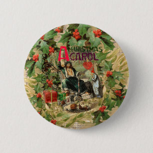 Macaron Rond 5 Cm Fantôme de Noël Illustration actuelle Scrooge