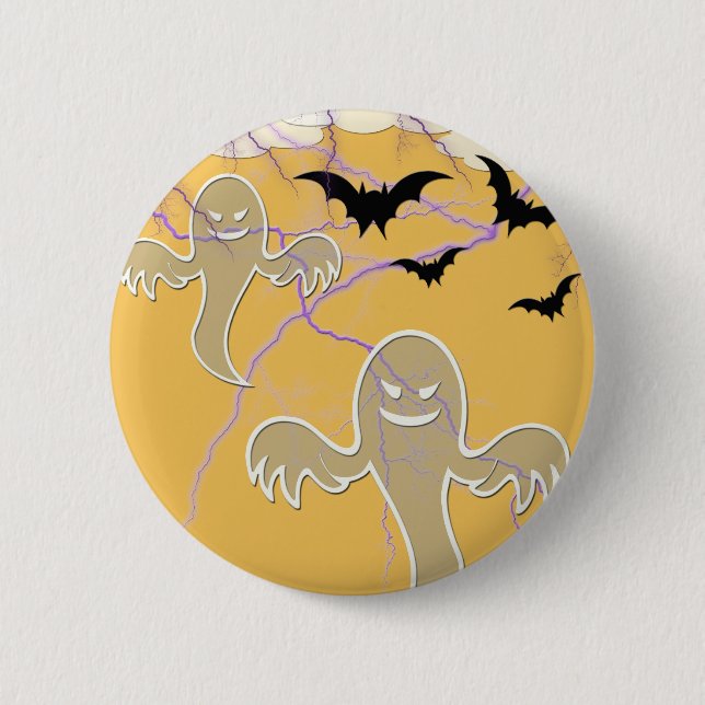 Macaron Rond 5 Cm fantômes, chauves-souris, halloween lumineux (Devant)