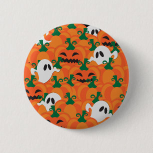 Macaron Rond 5 Cm Fantômes d'Halloween Patch de citrouille hantée
