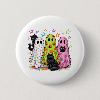 Macaron Rond 5 Cm Fantômes mignons et chats noirs