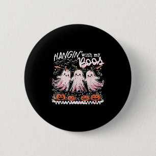Macaron Rond 5 Cm Fantômes suspendus drôles Halloween accroché avec