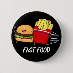 Macaron Rond 5 Cm Fast Food Funny Burger Et Fries Pun Dark BG