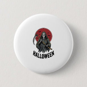 Macaron Rond 5 Cm Faucheuse Halloween Gravure Vintage Art_1