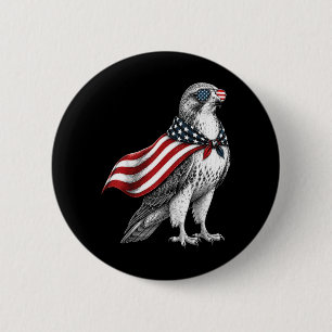 Macaron Rond 5 Cm Faucon 4 juillet Drapeau américain Oiseau patrioti
