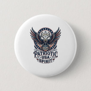 Macaron Rond 5 Cm Faucon de bataille patriotique Aigle patriotique &