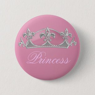 Macaron Rond 5 Cm Fausse princesse Crown dans rose et argenté avec