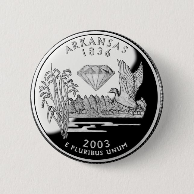 Macaron Rond 5 Cm Faux State Quarter Crater of Diamonds (Devant)
