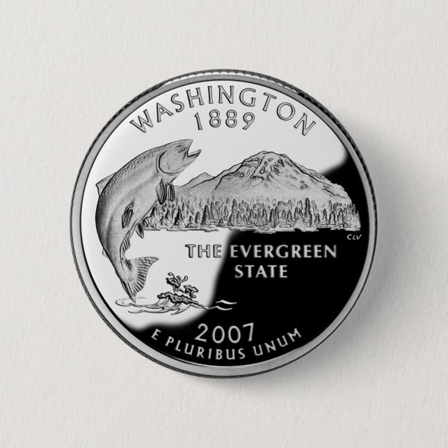 Macaron Rond 5 Cm Faux Washington State Quarter (Devant)