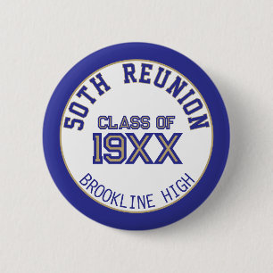 Macaron Rond 5 Cm FAVEUR ! bouton de réunion de 50e anniversaire de