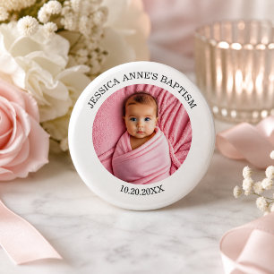 Macaron Rond 5 Cm Faveur de baptême de fille avec photo spéciale