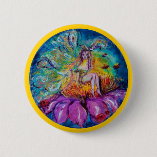 Macaron Rond 5 Cm FÉE DES FLEURS DANS LA NUIT Fantastique