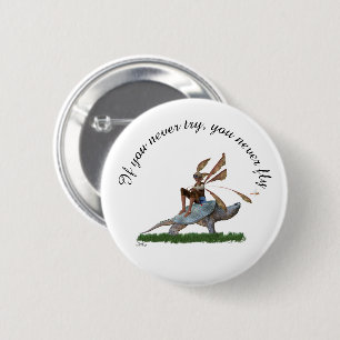 Macaron Rond 5 Cm Fée Garçon À Rider Sur Turtle Pin Bouton