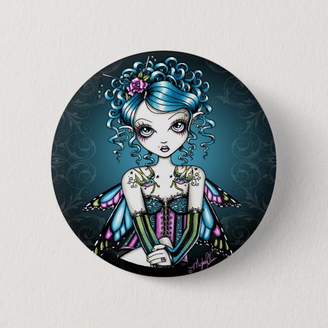 Macaron Rond 5 Cm Fée gothique de couture de Gracie (Devant)