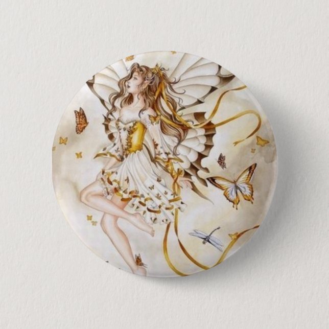 Macaron Rond 5 Cm féé papillon (Devant)