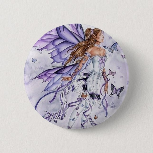 Macaron Rond 5 Cm féé papillon (Devant)