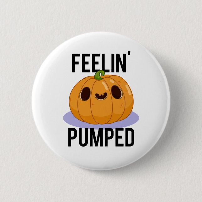 Macaron Rond 5 Cm Feelin Pumped Funny Citrouille Pun (Devant)
