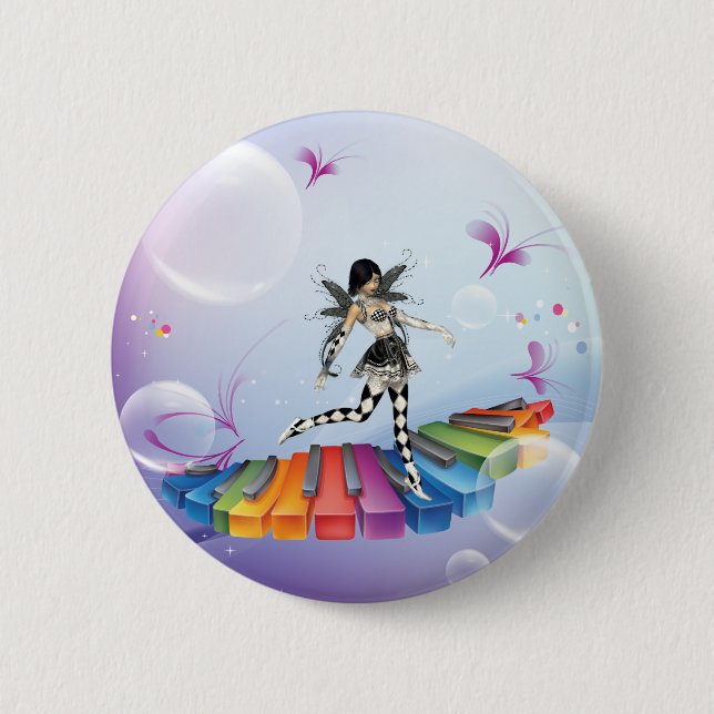 Macaron Rond 5 Cm Féerie de clavier musical (Devant)