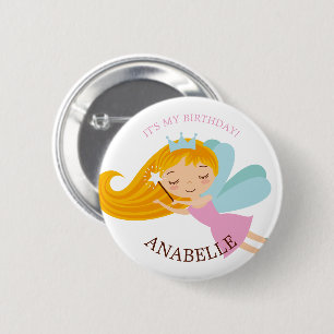 Macaron Rond 5 Cm Féerie sucrée Princesse "Fille d'anniversaire" Per