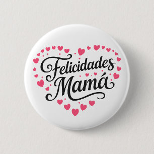 Macaron Rond 5 Cm Felicidades Maman Joyeuse Fête des Mères Calligrap