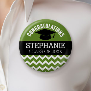 Macaron Rond 5 Cm Félicitations Diplômé - Green Black Graduation