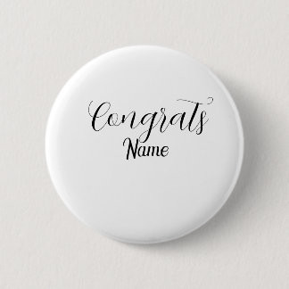 Macaron Rond 5 Cm Félicitations diplômé nom simple minimal année pro