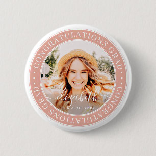 Macaron Rond 5 Cm Félicitations Grad Moderne Photo personnalisée
