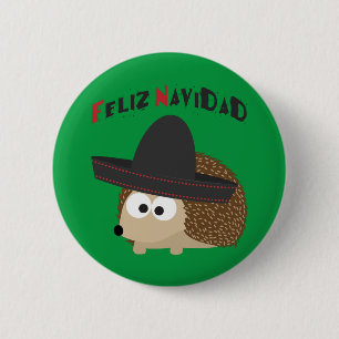 Macaron Rond 5 Cm Feliz Navidad Hedgehog